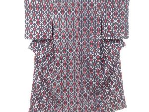 大正ロマン　抽象模様織り出しお召着物